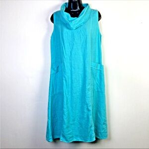 Mosaic USA M dress Style 610 Linen Aqua favorite frock cowl sleeveless shift